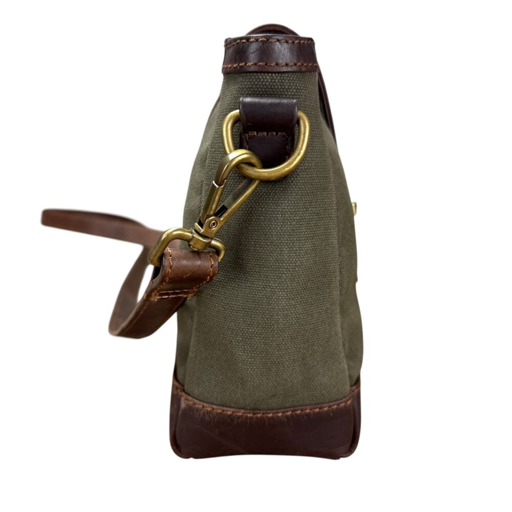 Orvis Battenkill Canvas Leather Crossbody Bag Grey Olive Utility Gorpcore Purse - Picture 11 of 15